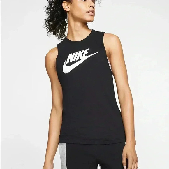 NIKE WOMENS BLACK TANK TOP ATHLETIC WORKOUT MUSCLE TANK SMALL - Picture 7 of 8